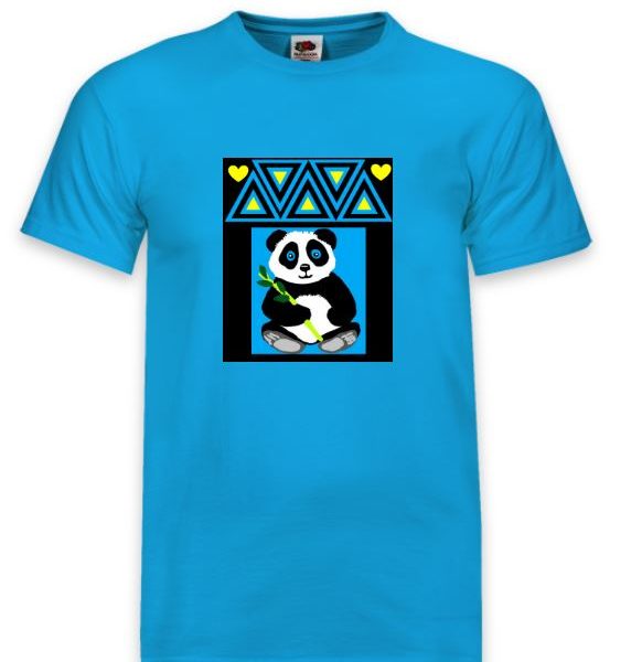 turquoise t-shirt with cute panda design