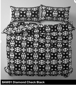 Diamond Check black bedding mockup