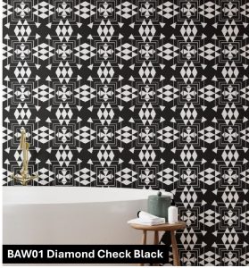 White Diamond geometric pattern on black background