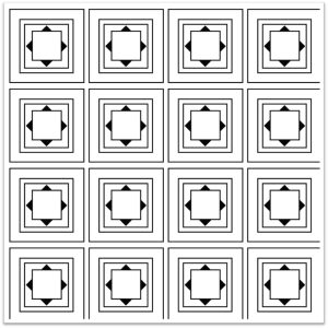 Geometric square pattern in black on white background