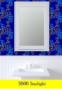 Abstract Starlight pattern in turquoise with deep blue background