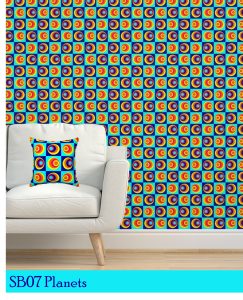 Abstract turquoise and deep blue check with circles pattern wallpaper mock up